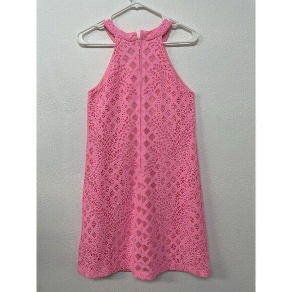 Lilly Pulitzer Halter Swing Mini Dress Lace Hot Pink Lined Size Small - Picture 8 of 15